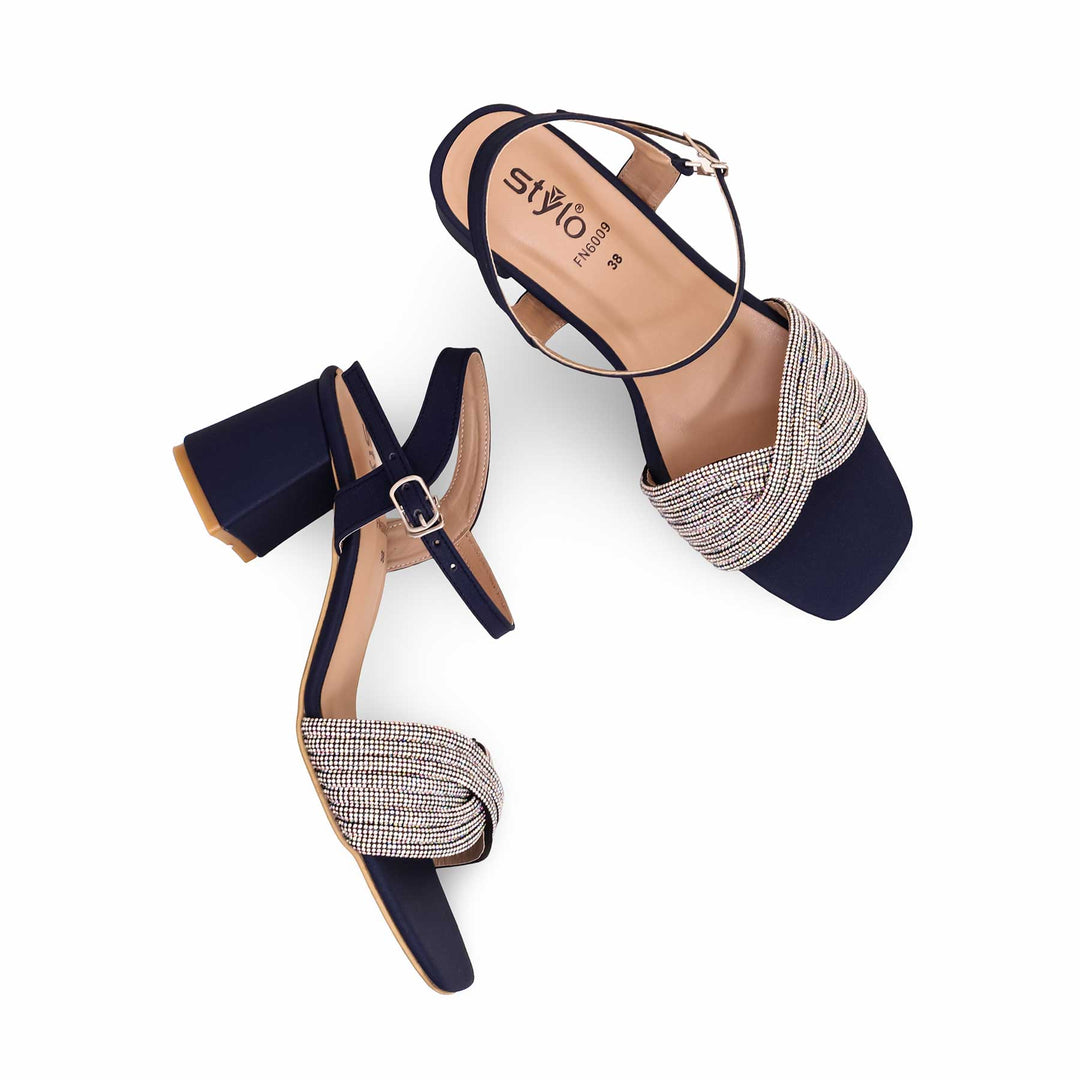 Blue Fancy Block Heel Sandal FN6009