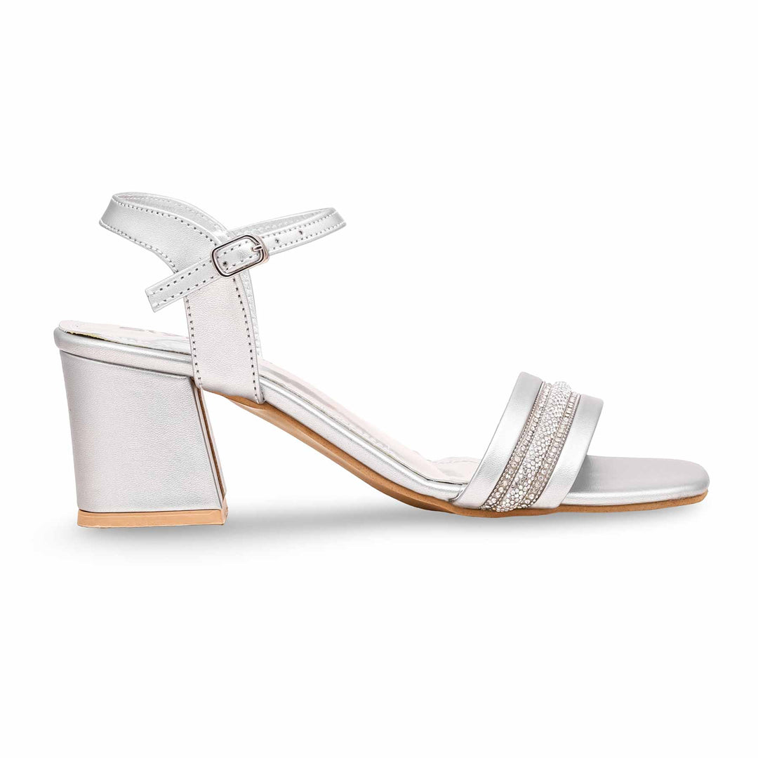 Silver Block Heel Sandal FN6048