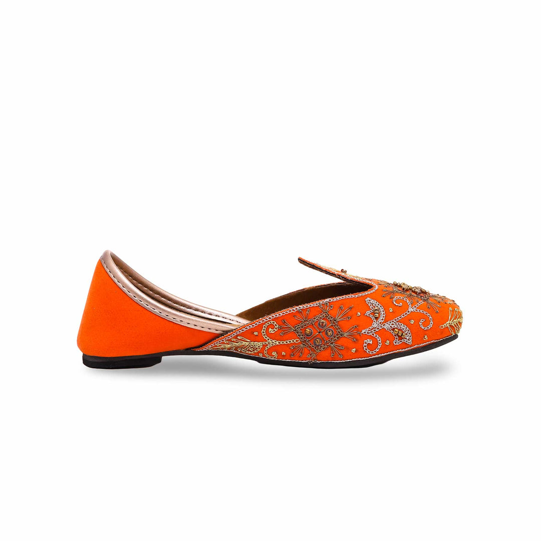 Girls Orange Fancy Khusa KD2225