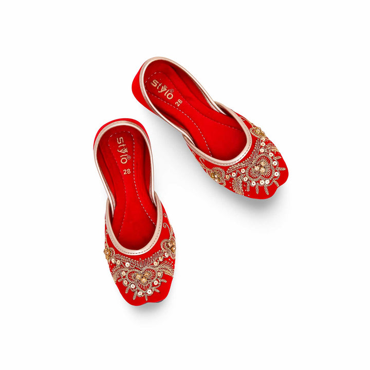 Girls Red Fancy Khusa KD2227