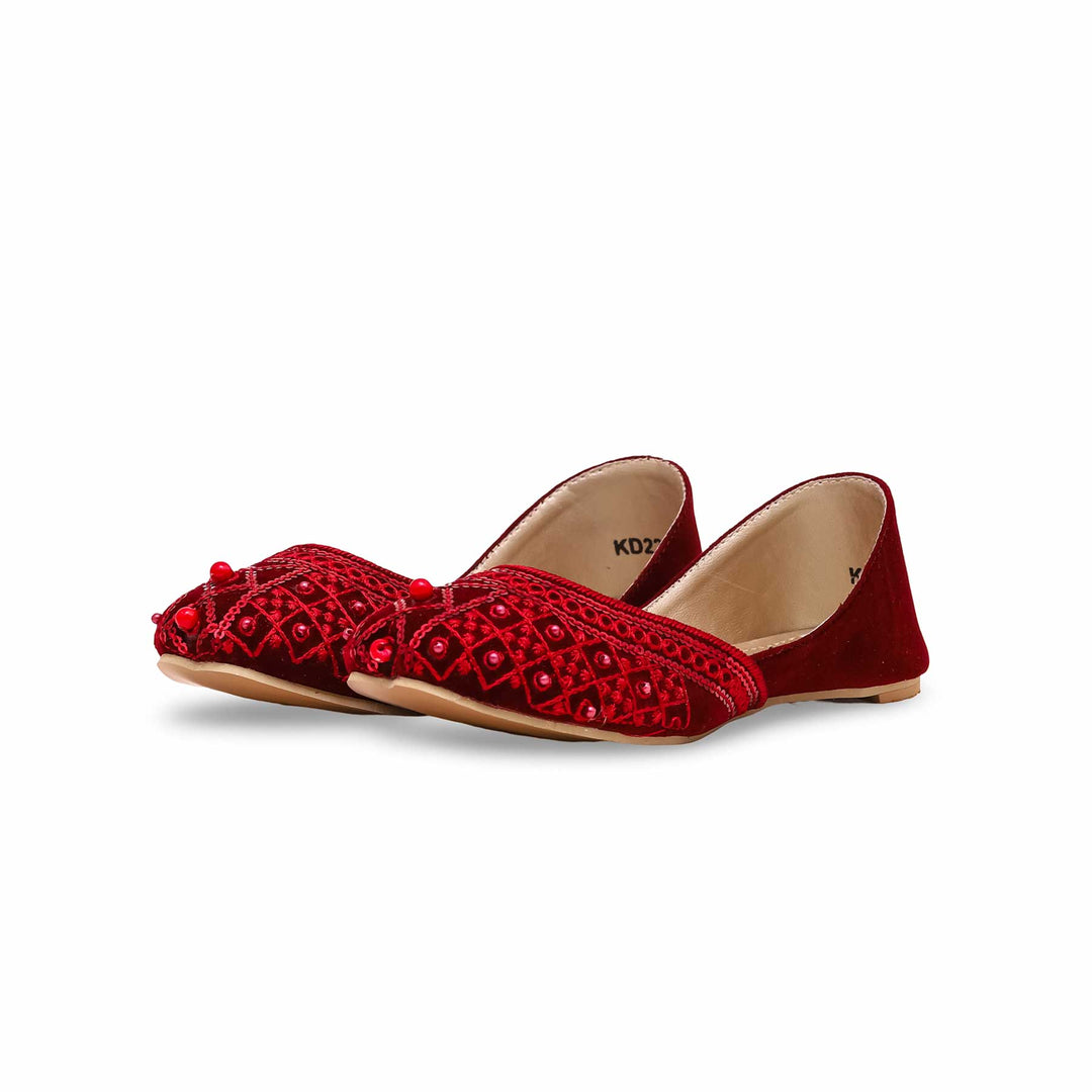 Girls Maroon Fancy Khusa KD2250