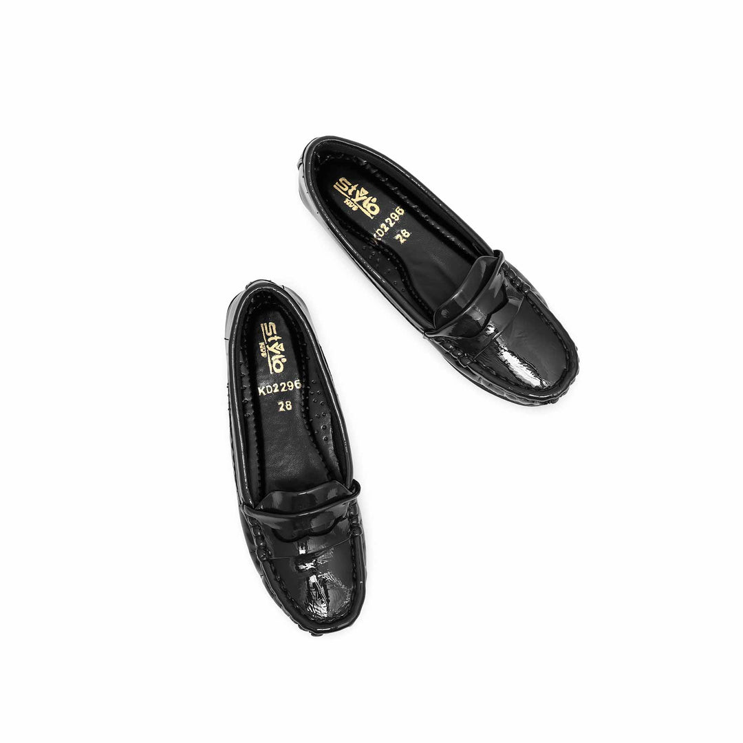 Girls Black Formal Moccasin KD2296