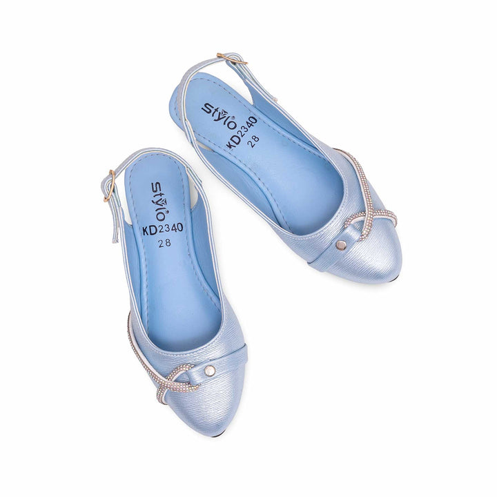 Girls Sky Blue Fancy Pumps KD2340