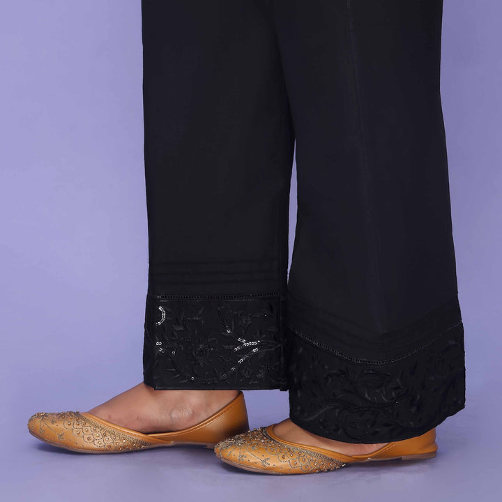 Black Striaght Fit Cambric Trouser PL4074