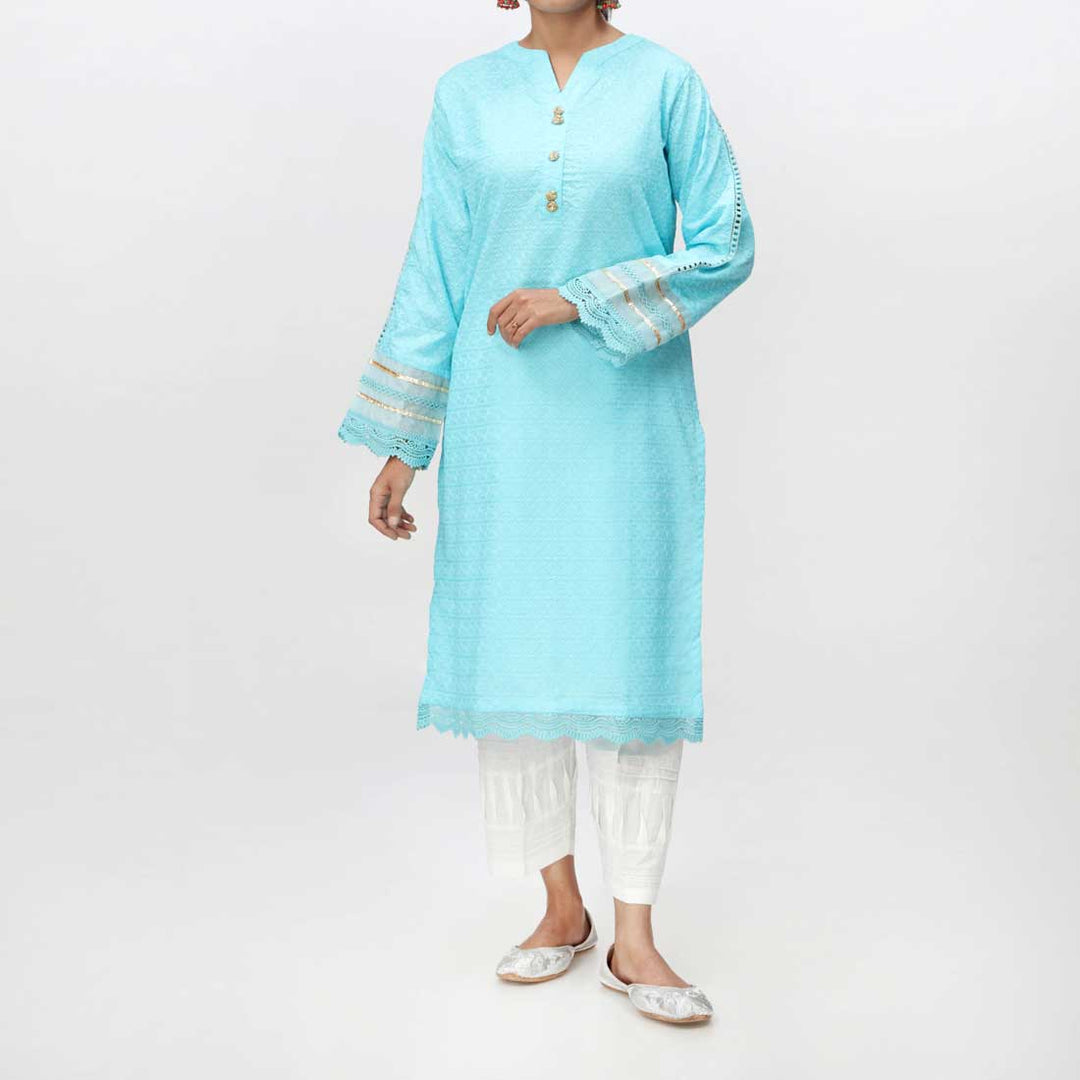 Sky Blue 1PC- Embroidered ChikanKari Shirt PS4074