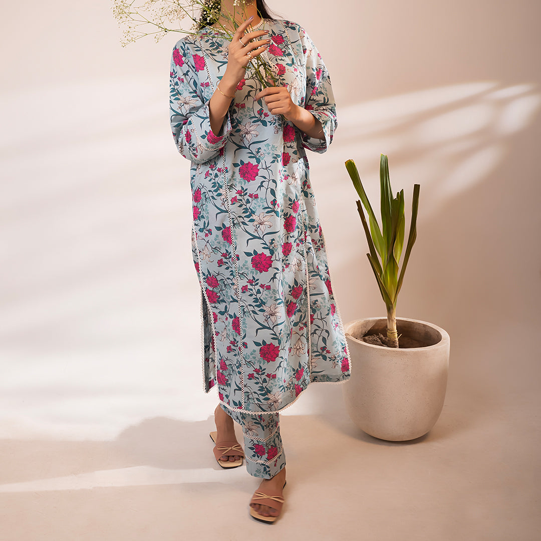 2PC- Digital Printed Cambric Suit PS4274