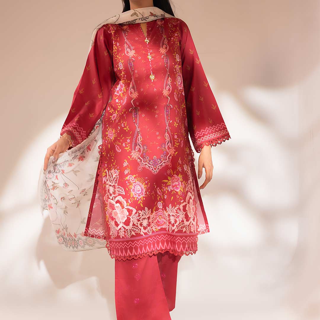 3PC- Embroidered & Digital Printed Lawn Suit PS4377