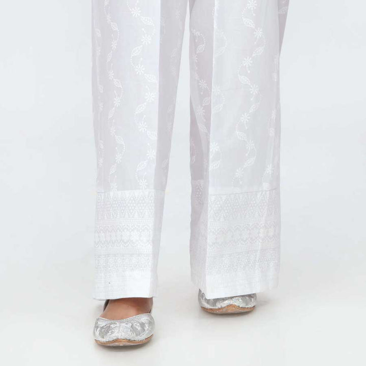 White Screen Printed Cambric Trouser PS4509