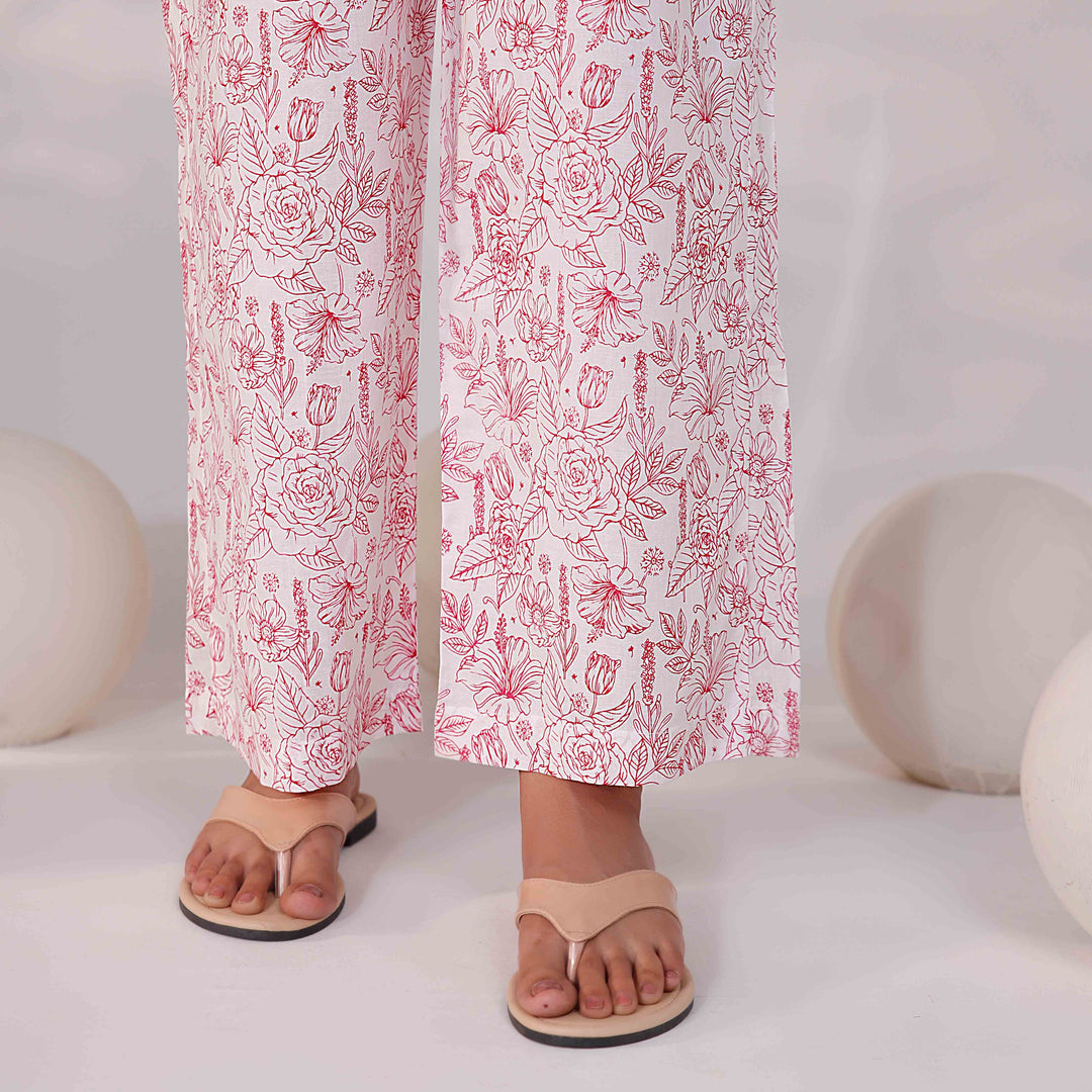 Pink Screen Printed Cambric Trouser PS4587