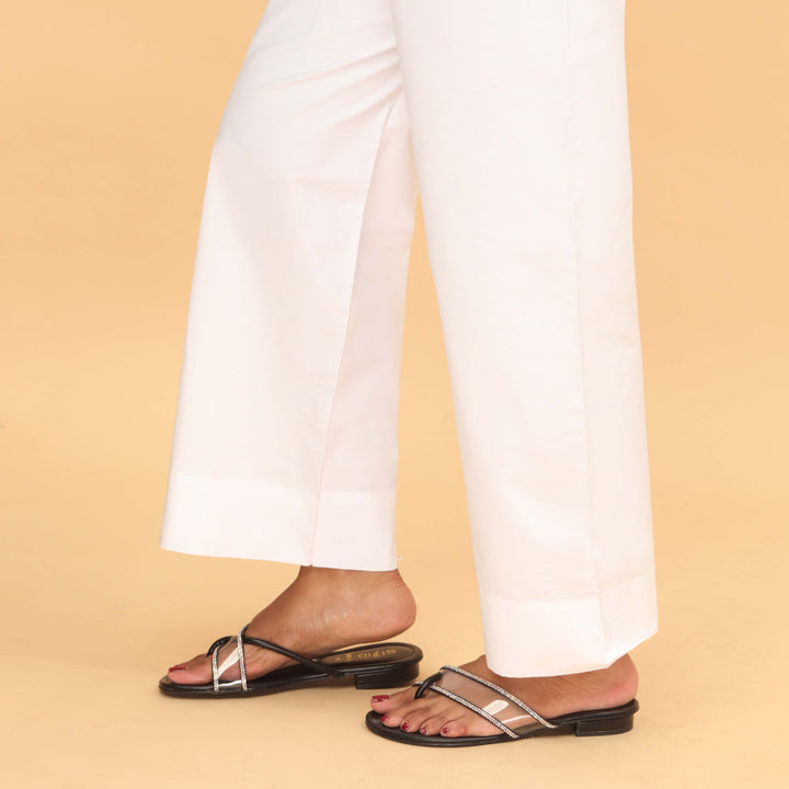 White Straight Fit Plain Trouser PS4597