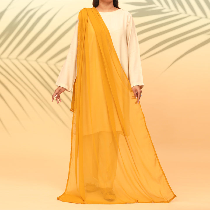 Mustard Dyed Plain Chiffon Dupatta PS4706