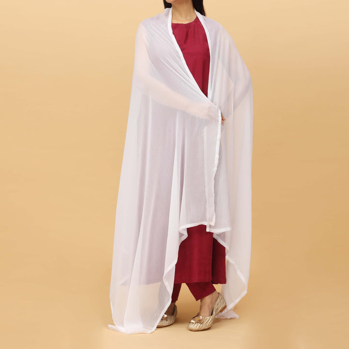 White Dyed Plain Chiffon Dupatta PS4709