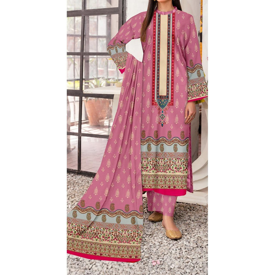 3 PC- Unstitched Digital Printed Cambric Suit PS9457