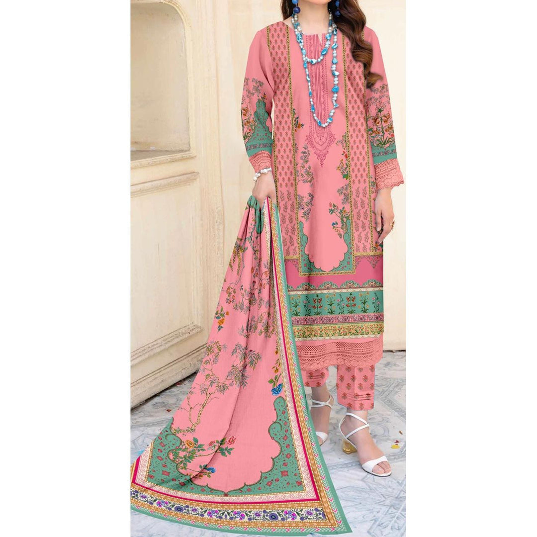 3 PC- Unstitched Digital Printed Cambric Suit PS9459