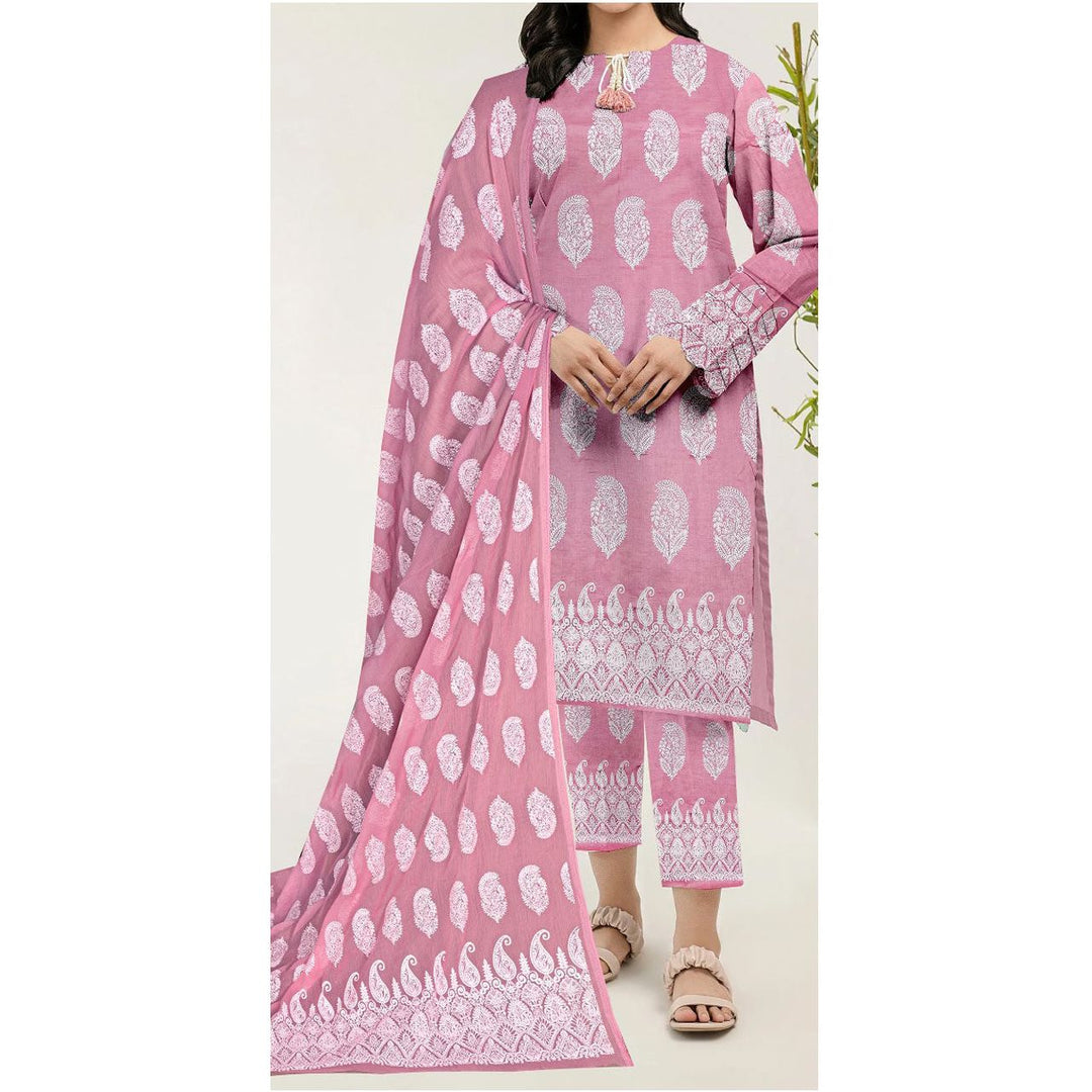 3PC- Unstitched Printed Cambric Suit PS9481