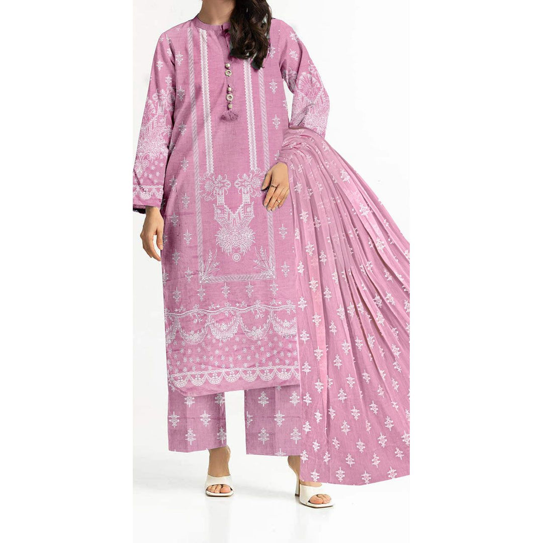 3PC- Unstitched Printed Cambric Suit PS9483