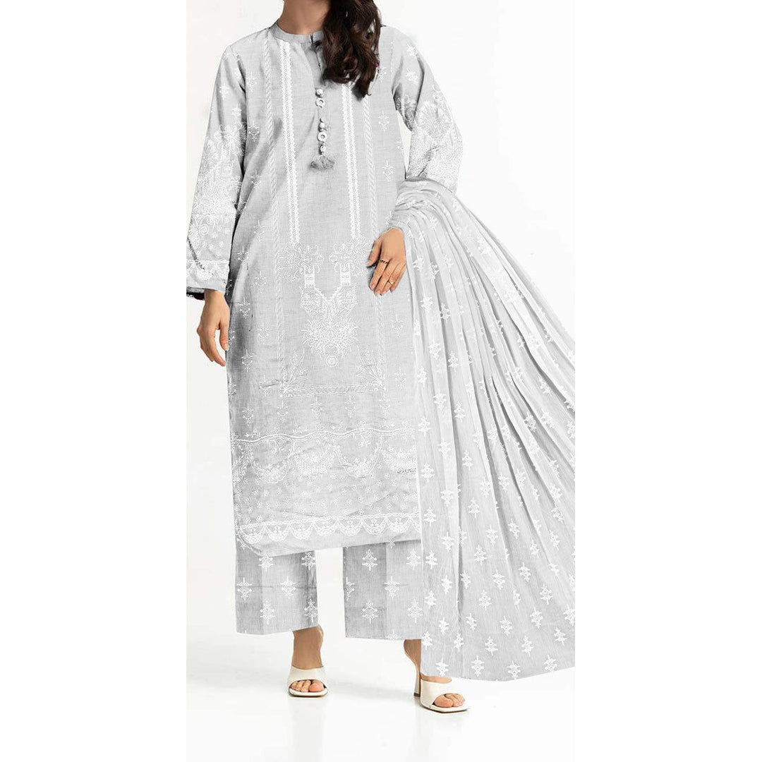 3PC- Unstitched Printed Cambric Suit PS9484