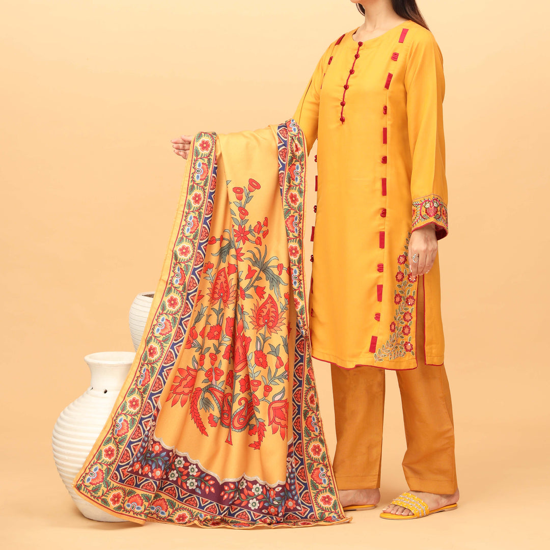 2PC- Embroidered Suit PW3018