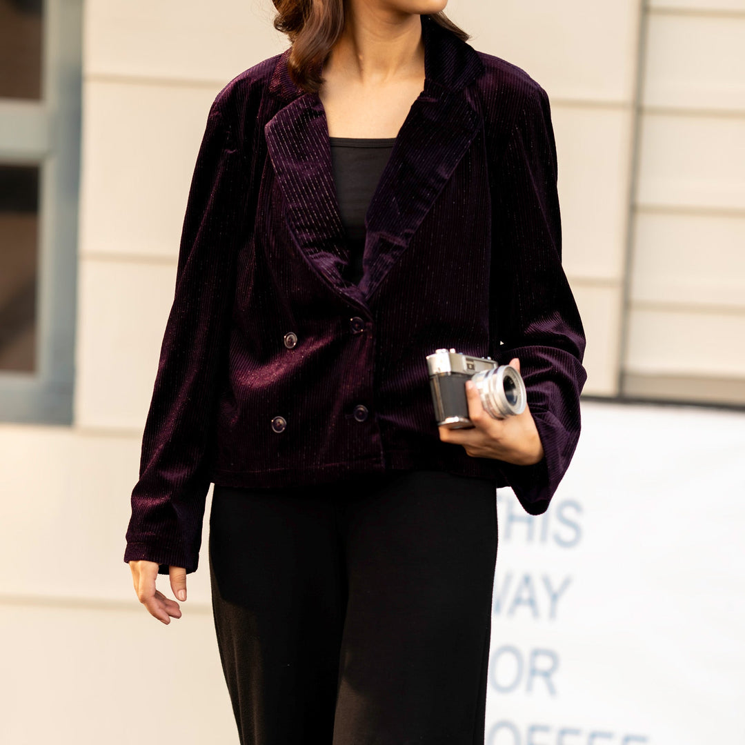 Purple Velvet Thread Winter Sweater PW4275