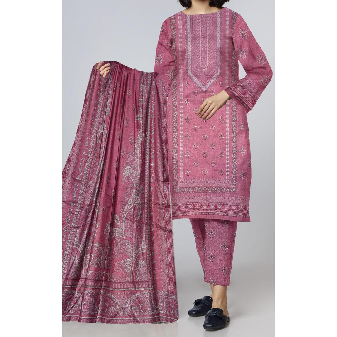 3PC- Unstitched Digital Printed Dhanak Suit PW4307