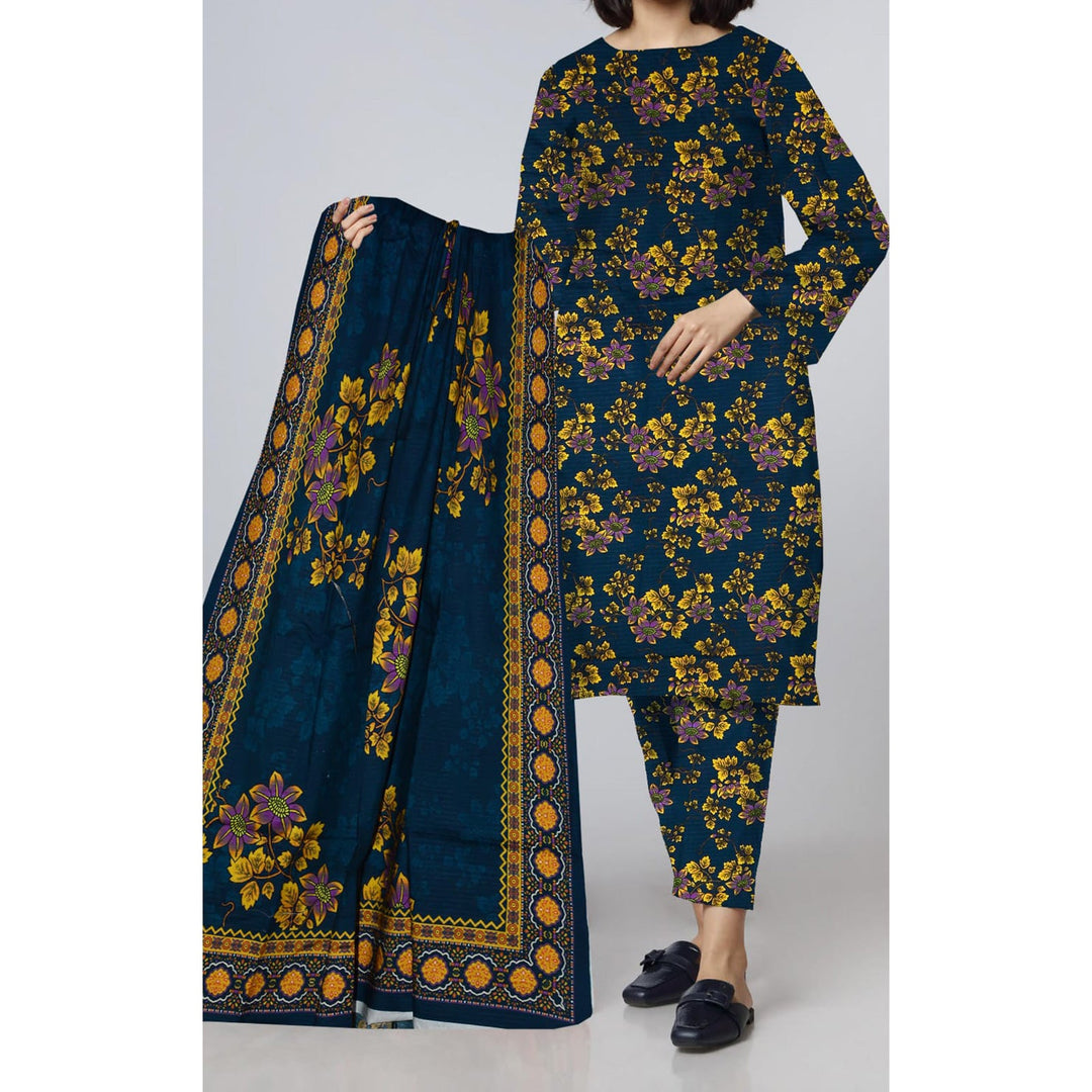 3 PC- Unstitched Digital Printed Bana Doriya Suit PW4397