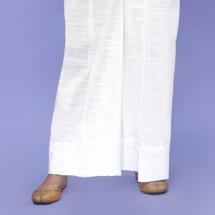 White Striaght Fit Cambric Trouser PW4517