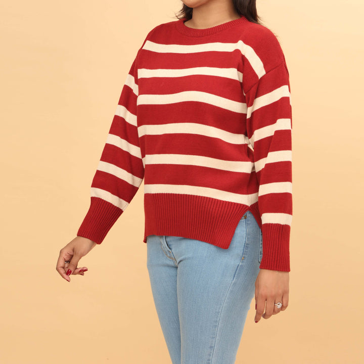 Maroon Cotton Thread Winter Sweater PW4805