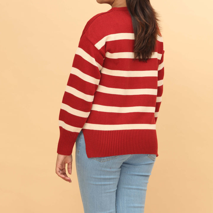 Maroon Cotton Thread Winter Sweater PW4805