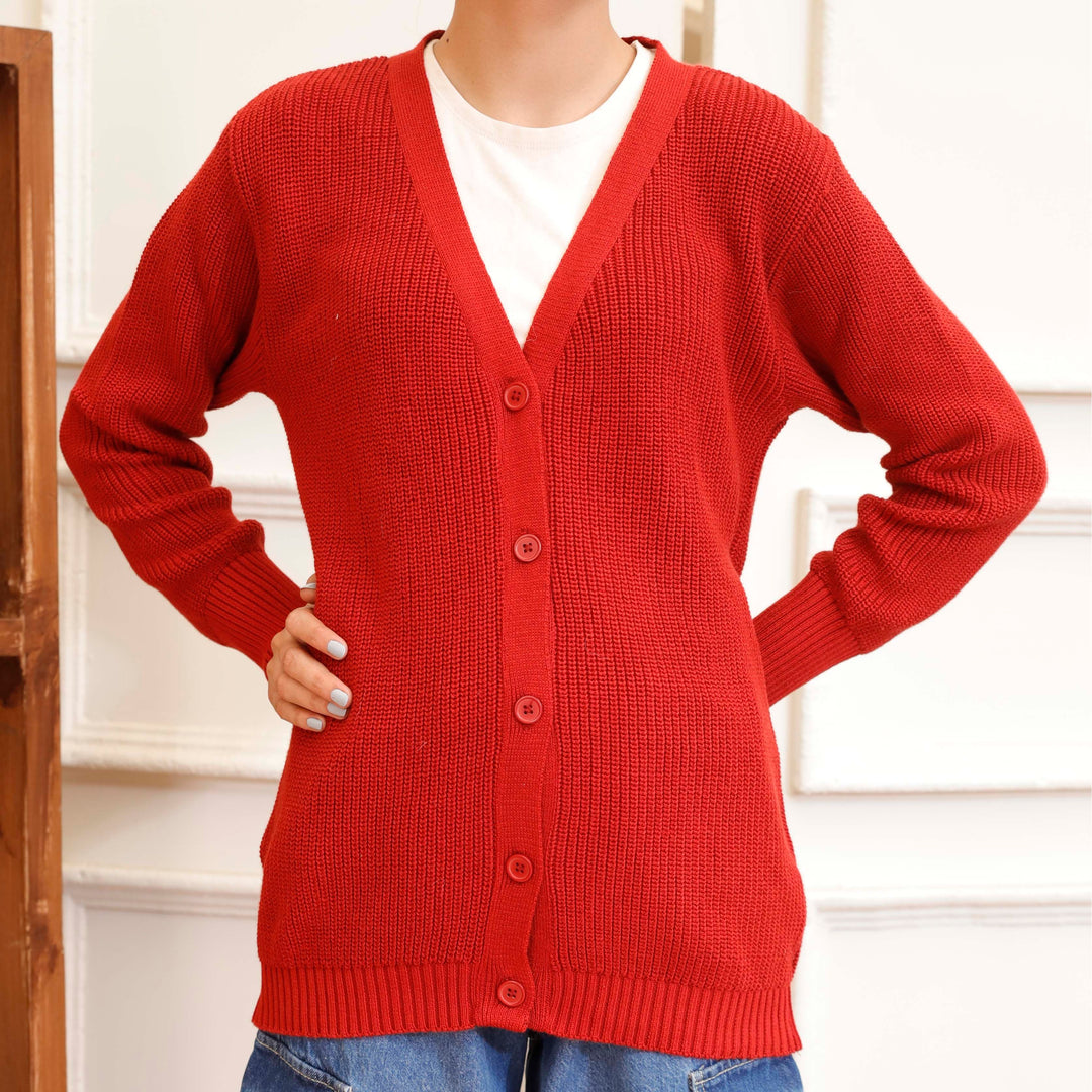 Maroon Cotton Thread Winter Sweater PW4822