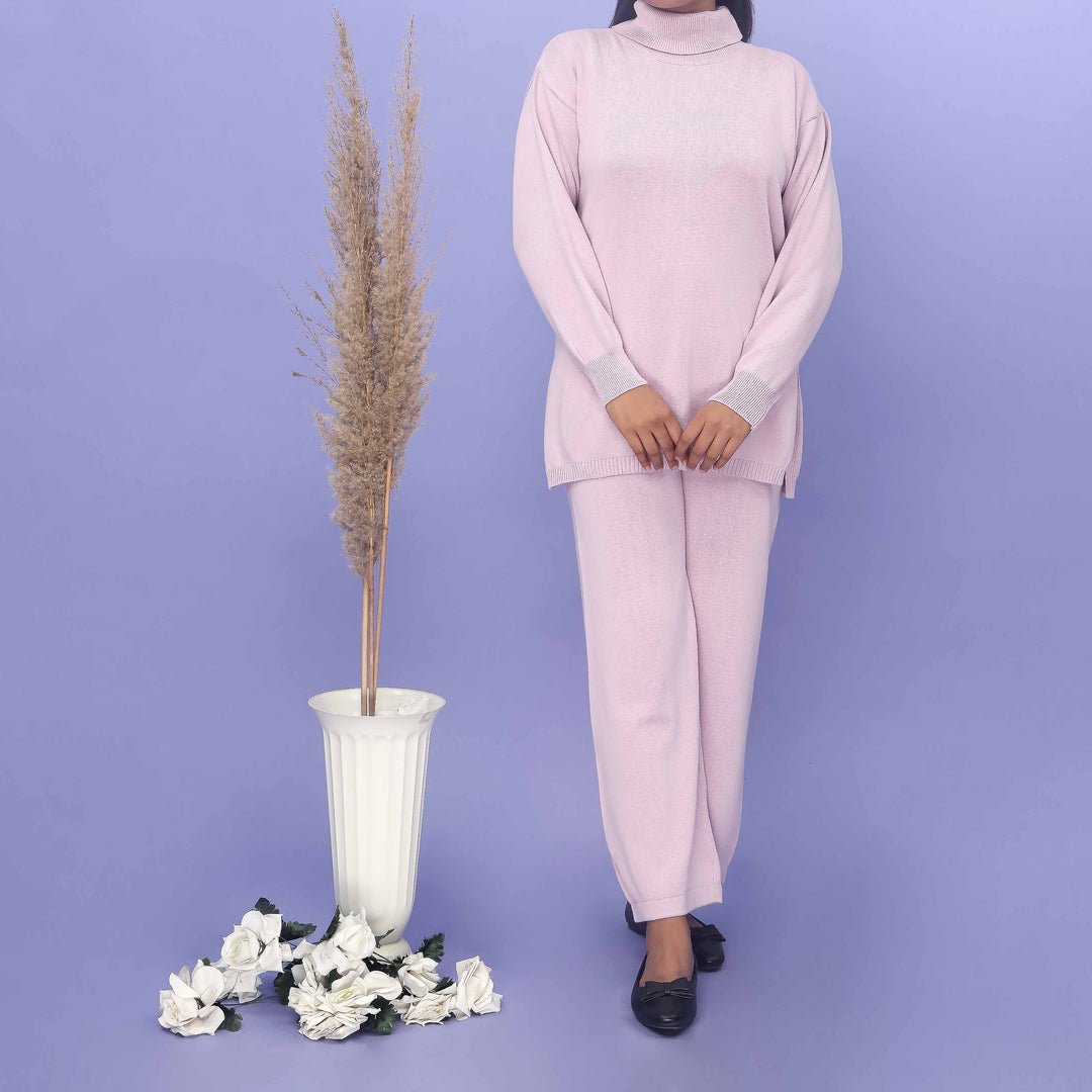 Lilac Cotton Thread Winter Sweaters Cord Set PW4860