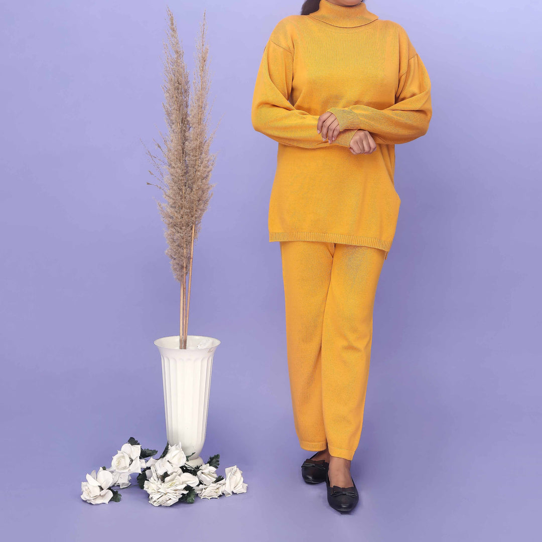 Mustard Cotton Thread Winter Sweaters Cord Set PW4861