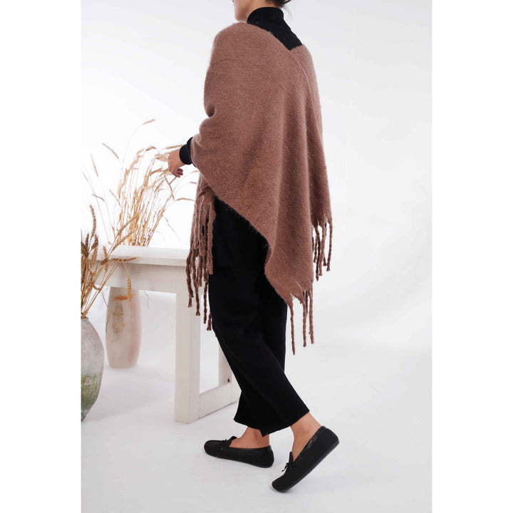 Brown Winter Acrylic Cape Shawl PW4907