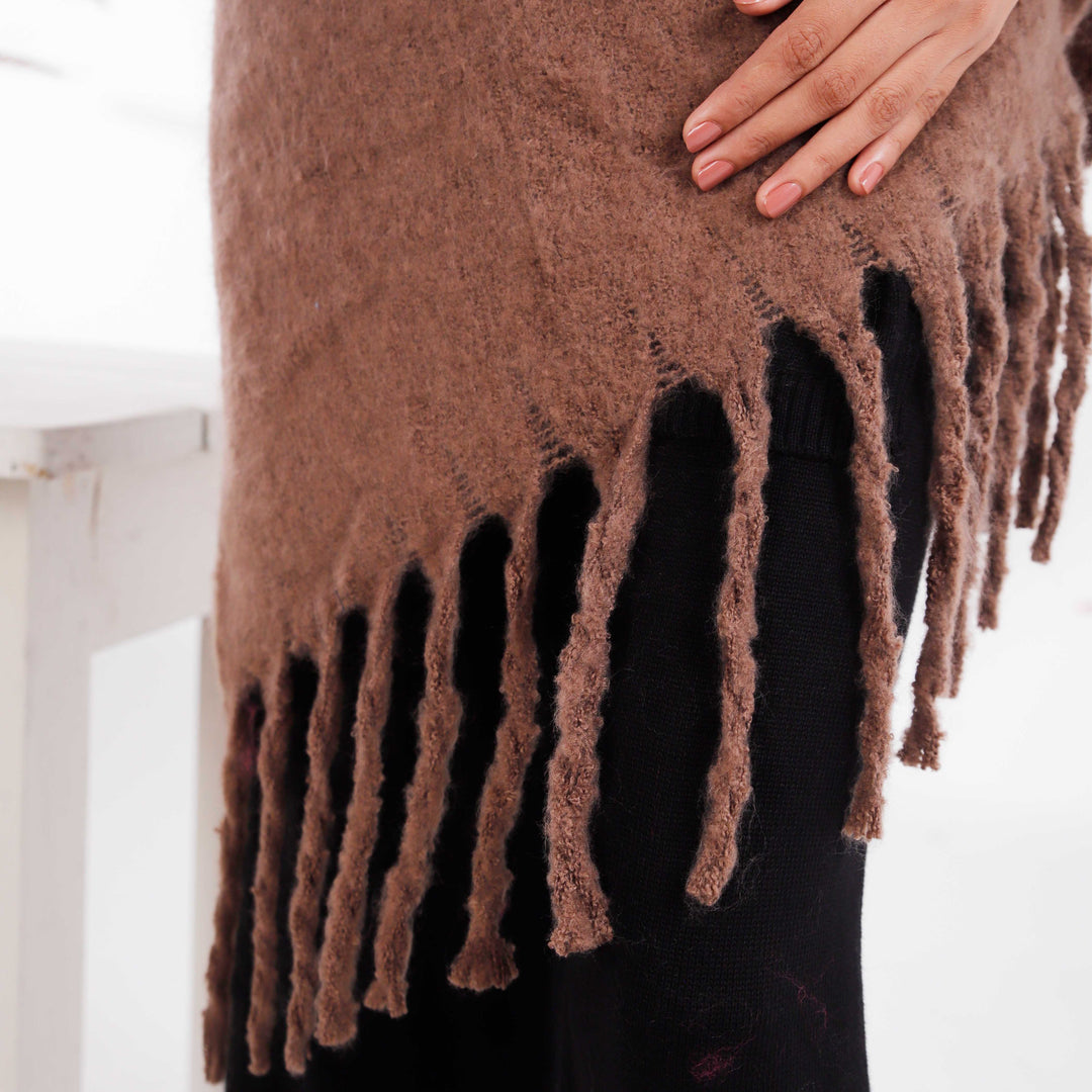 Brown Winter Acrylic Cape Shawl PW4907