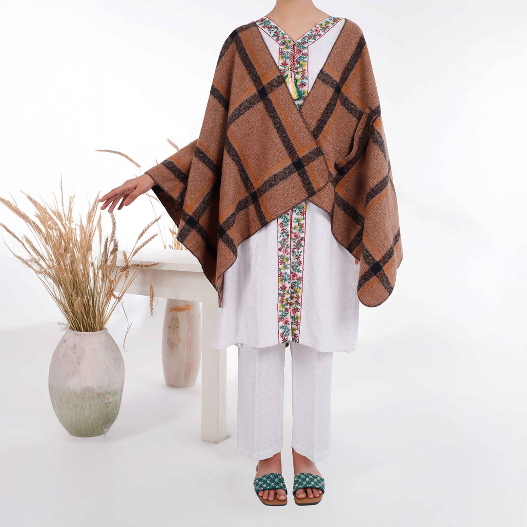 Brown Winter Acrylic Cape Shawl PW4912