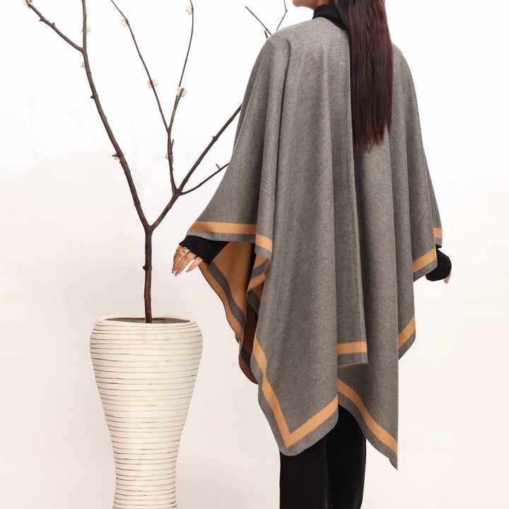 Grey Winter Cape Shawl PW4917