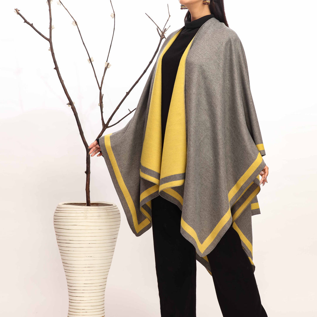 Grey Winter Cape Shawl PW4918