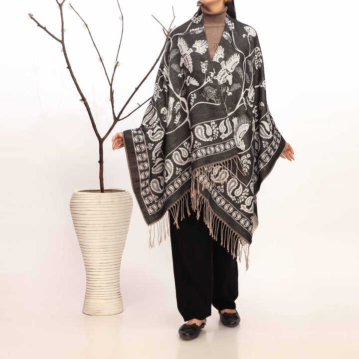 Black Winter Cape Shawl PW4921