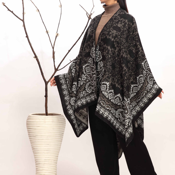 Black Winter Cape Shawl PW4929