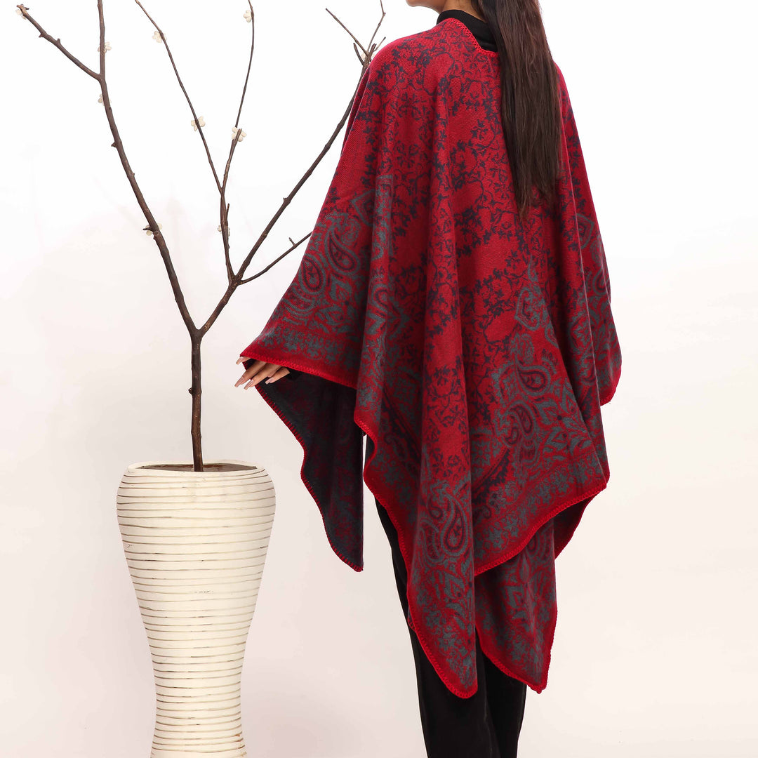 Maroon Winter Cape Shawl PW4931