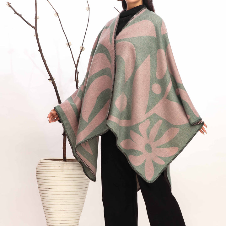 Green Winter Cape Shawl PW4942