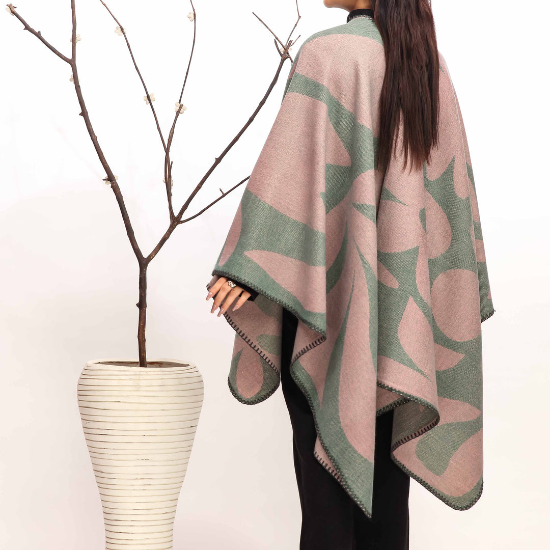 Green Winter Cape Shawl PW4942