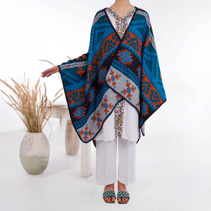 Blue Winter Acrylic Cape Shawl PW4980