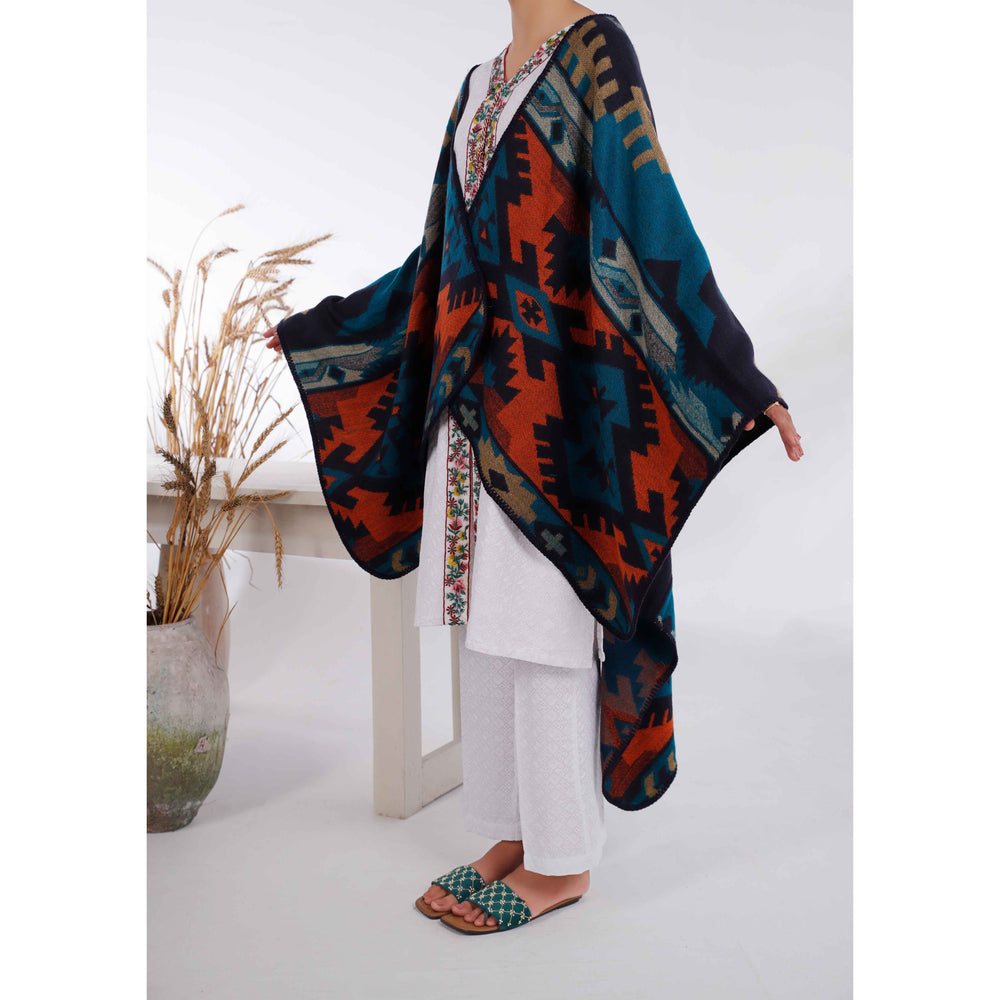 Blue Winter Acrylic Cape Shawl PW4994