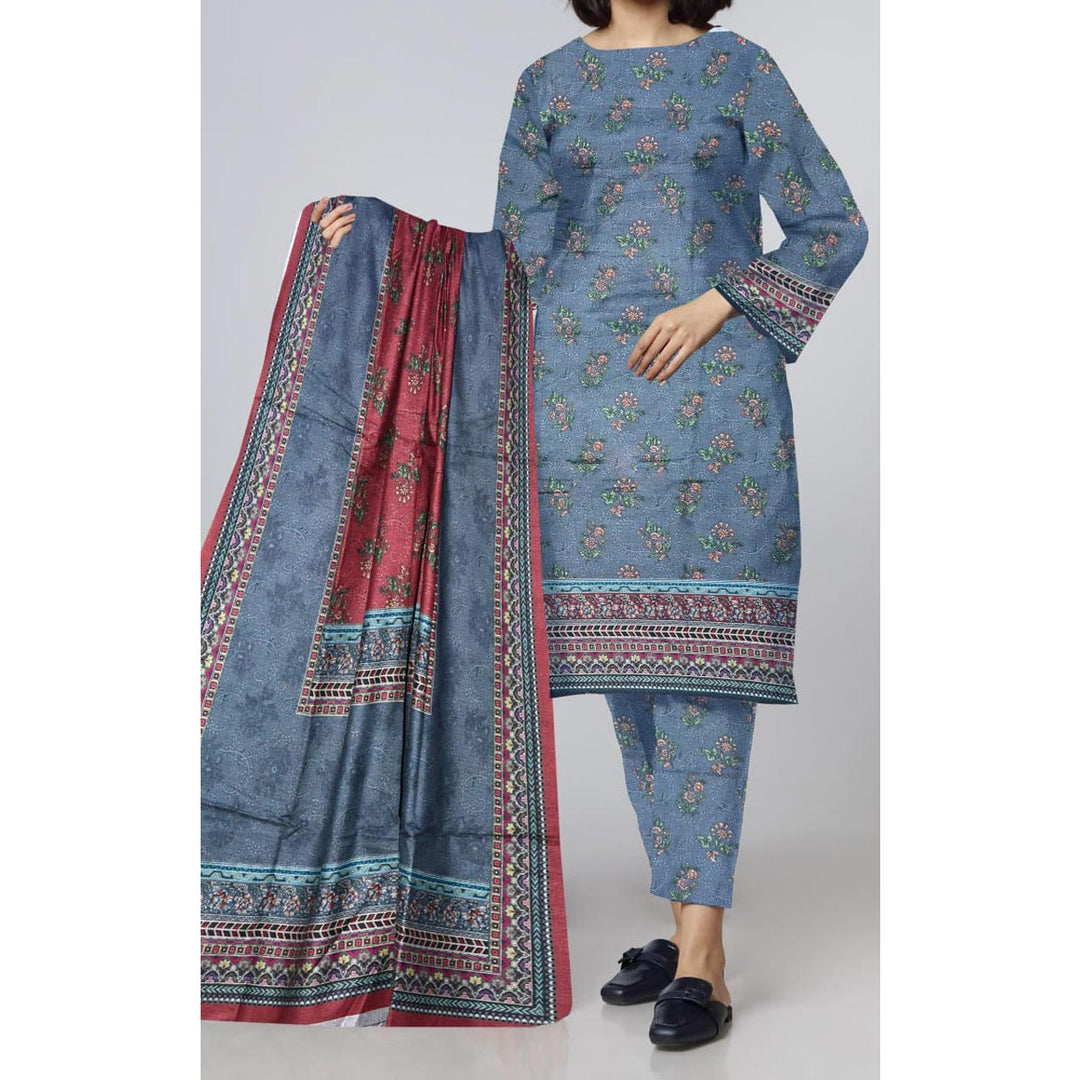 3 PC- Unstitched Digital Printed Dhanak Suit PW9519