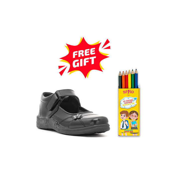 Girls Black School Shoes SK0037