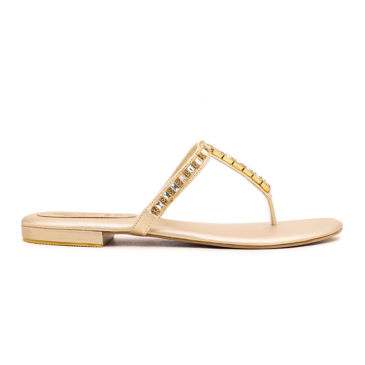 Golden Fancy Chappals FN0648 | Stylo