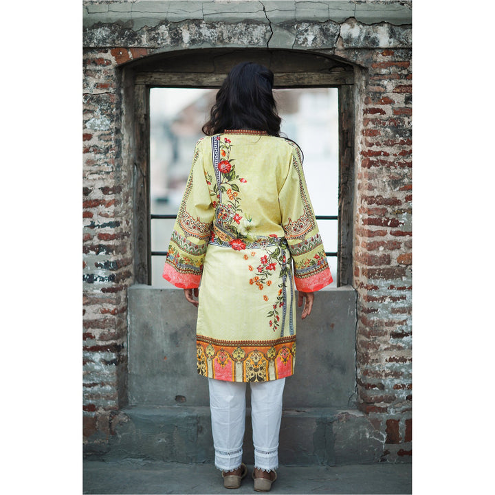 Cream Color Digital Printed Lawn Shirt PE1069