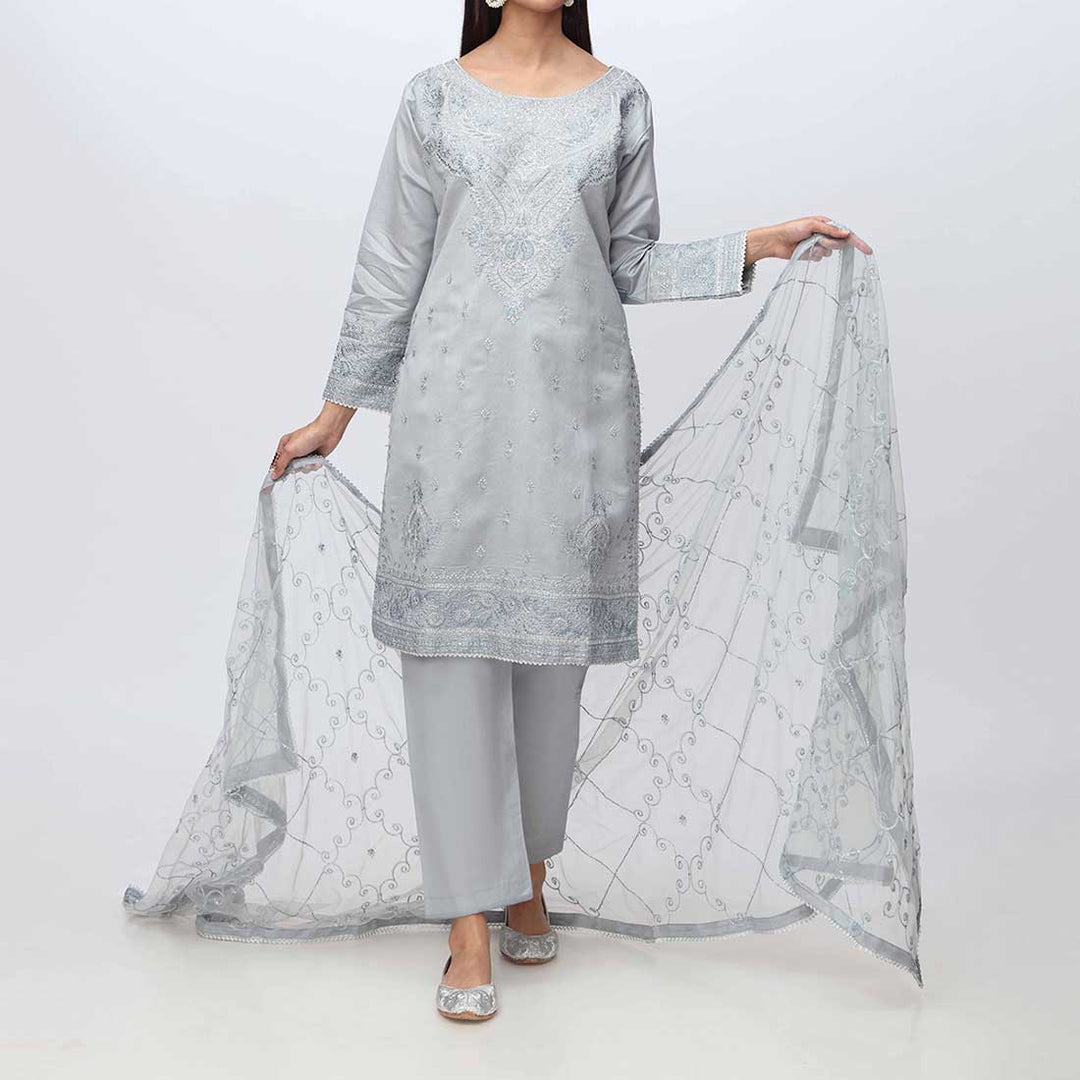 3PC- Embellished Khadi Net Suit PF3010