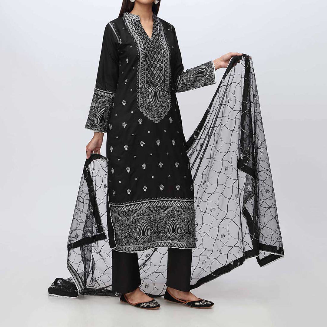 3PC- Embellished Khadi Net Suit PF3015