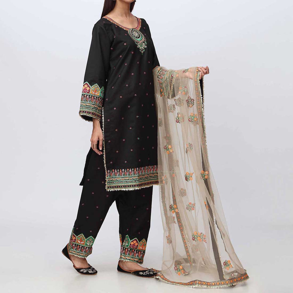 3PC- Embellished Khadi Net Suit PF3018